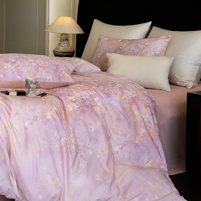 91家纺网 家纺一手货源 找家纺 立奥被业 2025新款全棉高密磨毛数码印花四件套（控价199）莫里斯粉