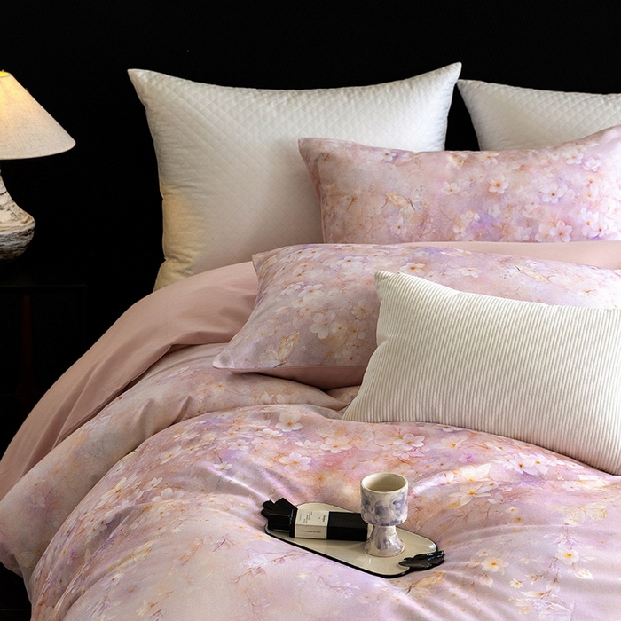 91家纺网 家纺一手货源 找家纺 立奥被业 2025新款全棉高密磨毛数码印花四件套（控价199）莫里斯粉