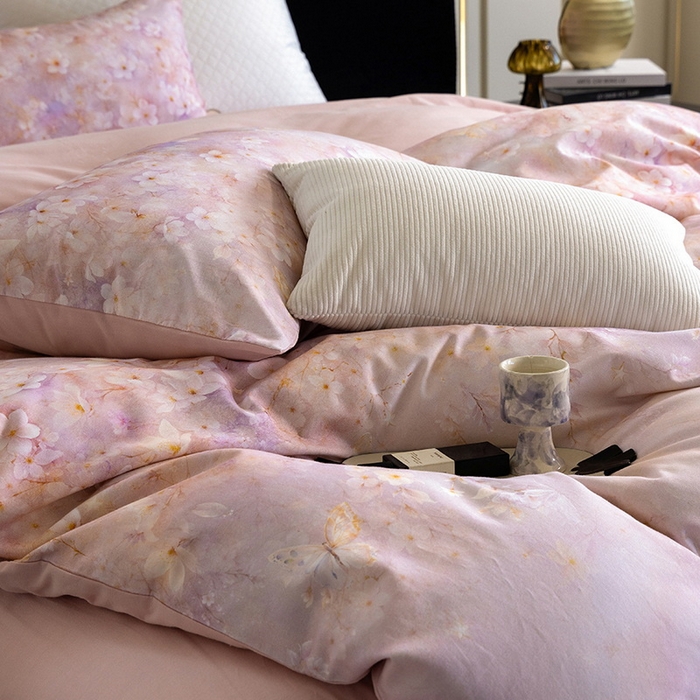 91家纺网 家纺一手货源 找家纺 立奥被业 2025新款全棉高密磨毛数码印花四件套（控价199）莫里斯粉