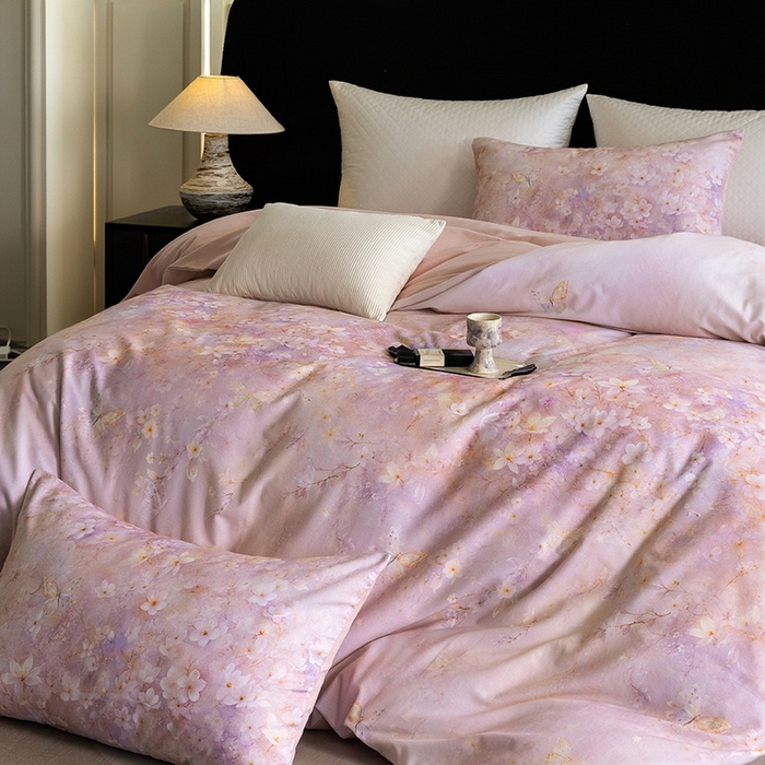 91家纺网 家纺一手货源 找家纺 立奥被业 2025新款全棉高密磨毛数码印花四件套（控价199）莫里斯粉