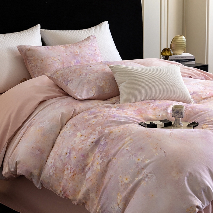 91家纺网 家纺一手货源 找家纺 立奥被业 2025新款全棉高密磨毛数码印花四件套（控价199）莫里斯粉