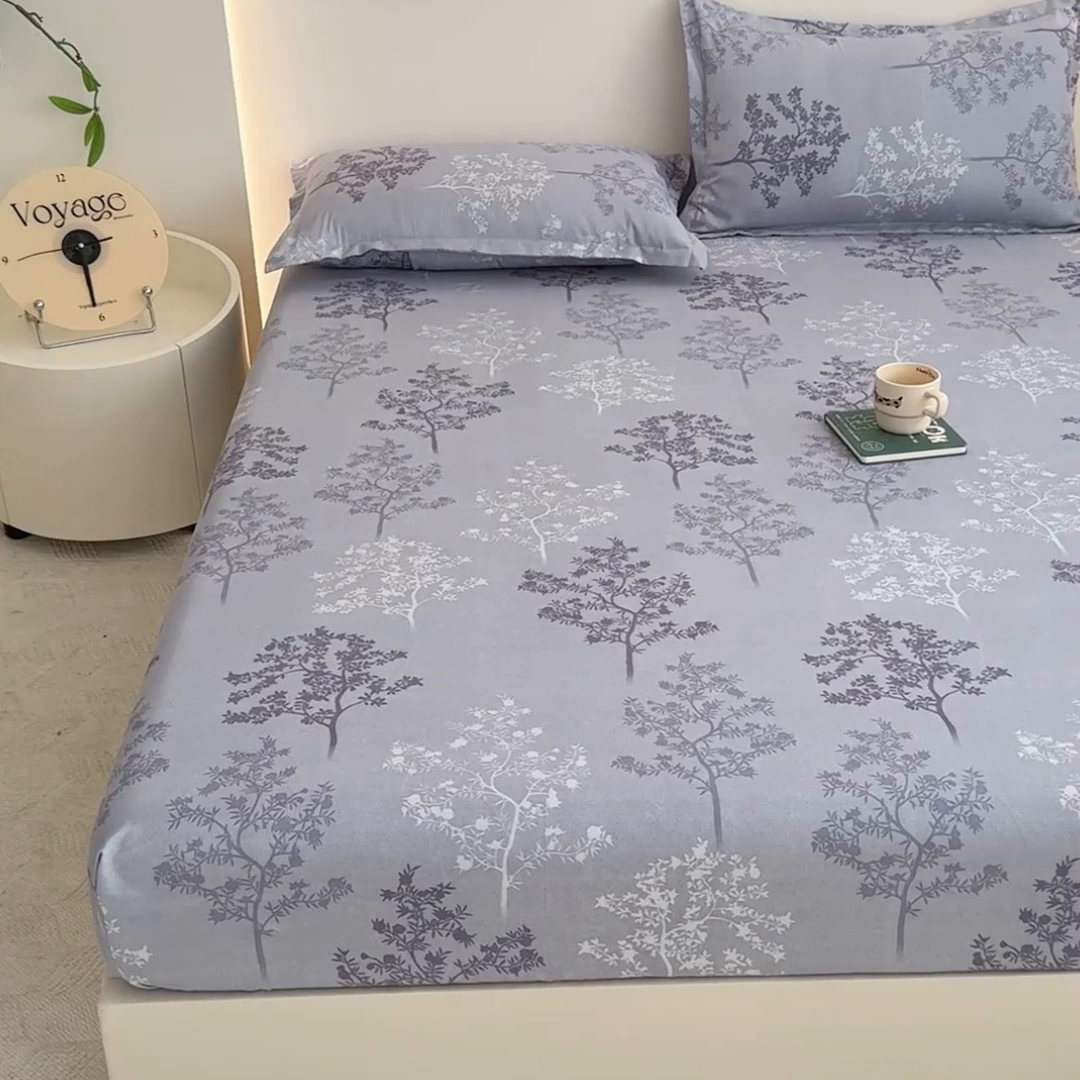 91家纺网 家纺一手货源 找家纺 梦舒阳 2025新款磨毛植物羊绒单床笠三件套单品床笠 春风恋影