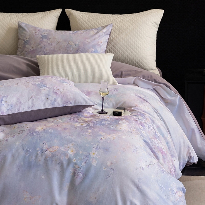 91家纺网 家纺一手货源 找家纺 立奥被业 2025新款全棉高密磨毛数码印花四件套（控价199）莫里斯紫