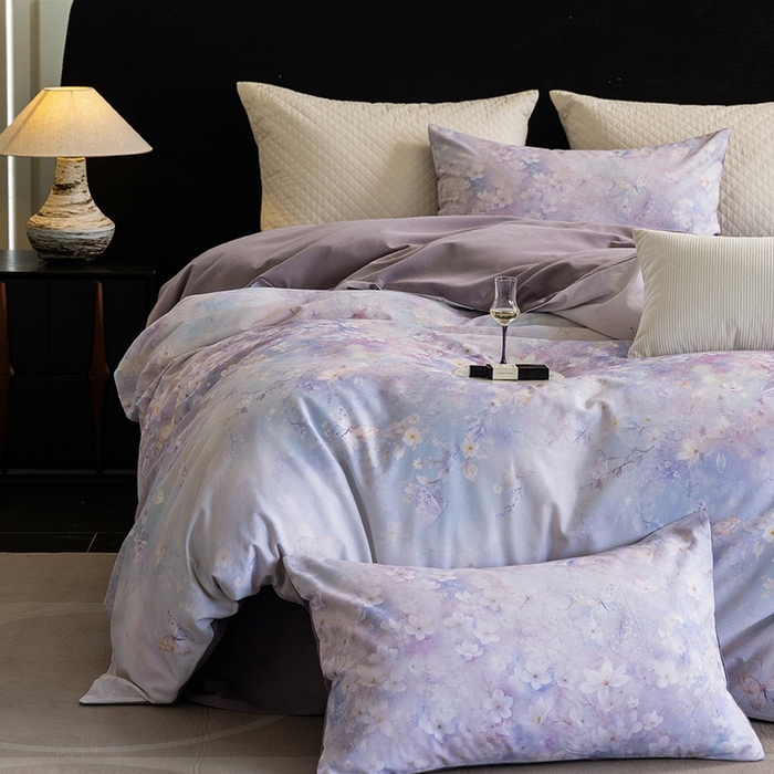 91家纺网 家纺一手货源 找家纺 立奥被业 2025新款全棉高密磨毛数码印花四件套（控价199）莫里斯紫