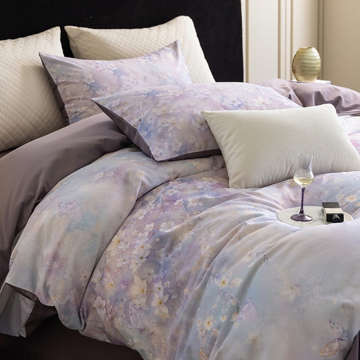 91家纺网 家纺一手货源 找家纺 立奥被业 2025新款全棉高密磨毛数码印花四件套（控价199）莫里斯紫