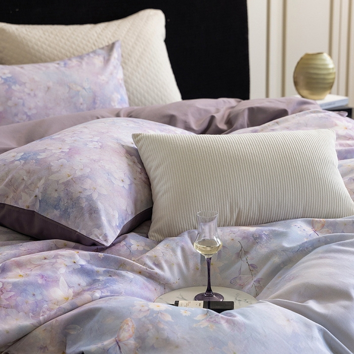 91家纺网 家纺一手货源 找家纺 立奥被业 2025新款全棉高密磨毛数码印花四件套（控价199）莫里斯紫