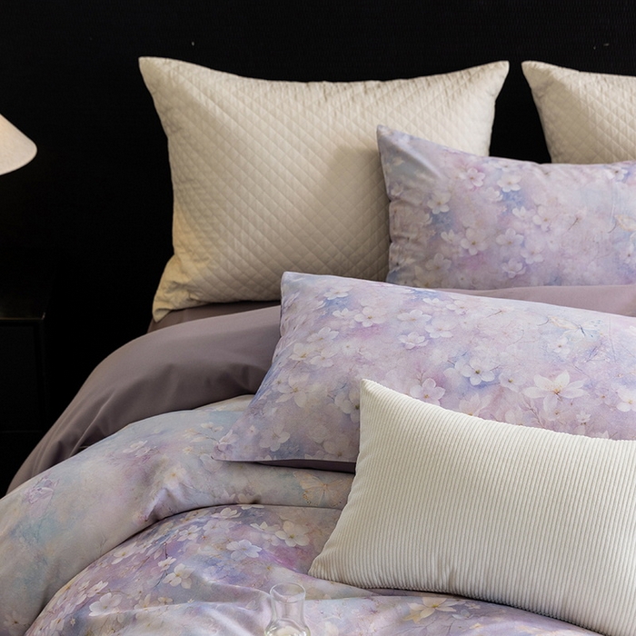 91家纺网 家纺一手货源 找家纺 立奥被业 2025新款全棉高密磨毛数码印花四件套（控价199）莫里斯紫