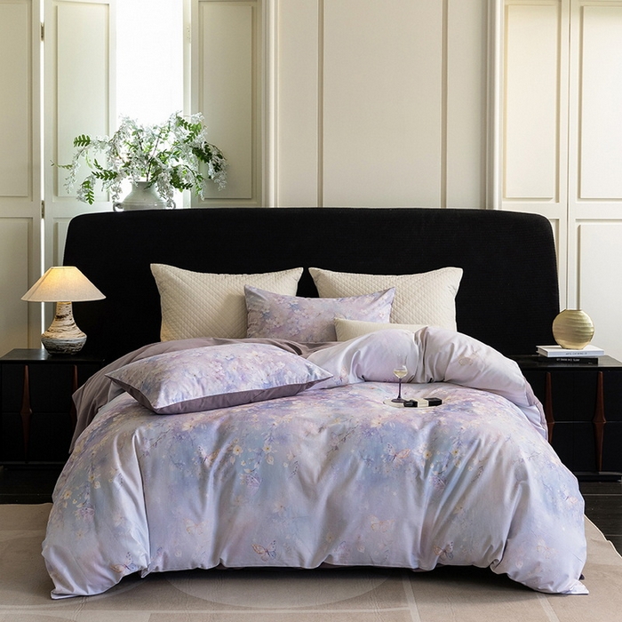 91家纺网 家纺一手货源 找家纺 立奥被业 2025新款全棉高密磨毛数码印花四件套（控价199）莫里斯紫