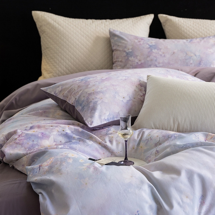 91家纺网 家纺一手货源 找家纺 立奥被业 2025新款全棉高密磨毛数码印花四件套（控价199）莫里斯紫