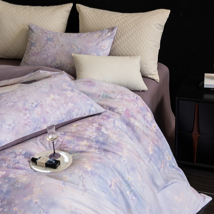 91家纺网 家纺一手货源 找家纺 立奥被业 2025新款全棉高密磨毛数码印花四件套（控价199）莫里斯紫