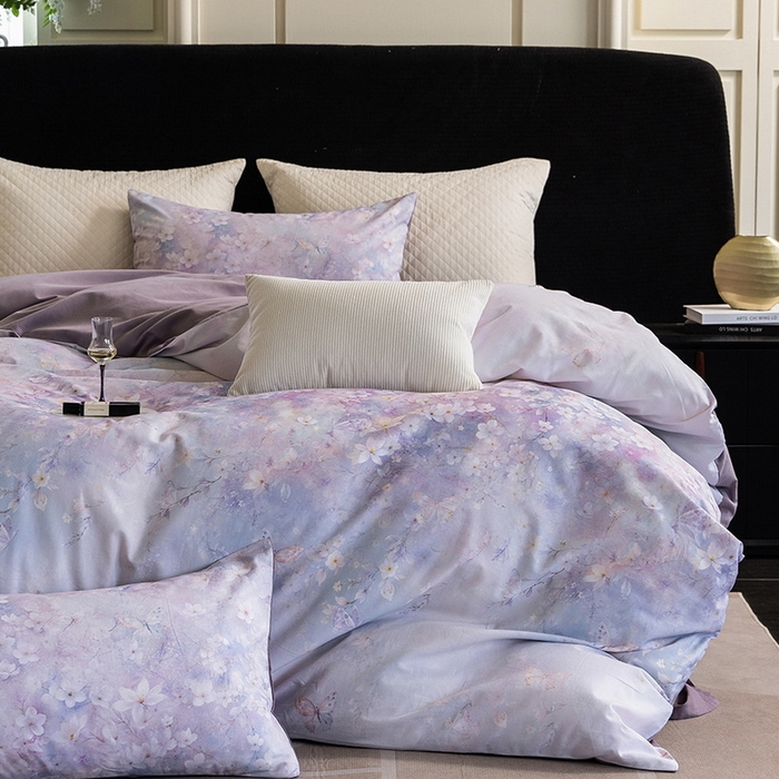 91家纺网 家纺一手货源 找家纺 立奥被业 2025新款全棉高密磨毛数码印花四件套（控价199）莫里斯紫