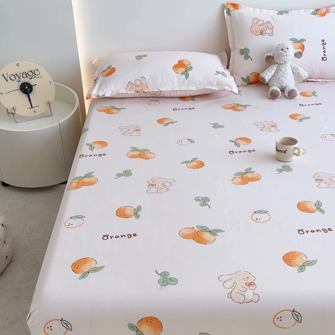 91家纺网 家纺一手货源 找家纺 梦舒阳 2025新款磨毛植物羊绒单床笠三件套单品床笠 大吉大利