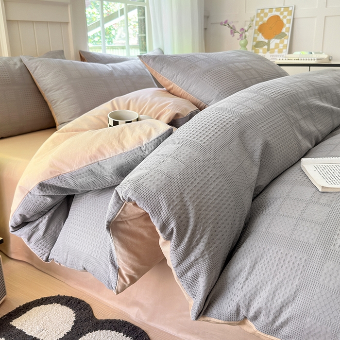 91家纺网 家纺一手货源 找家纺 （总）菡宝 2025新款全棉纯棉色织小提花四件套支持定制定做尺寸