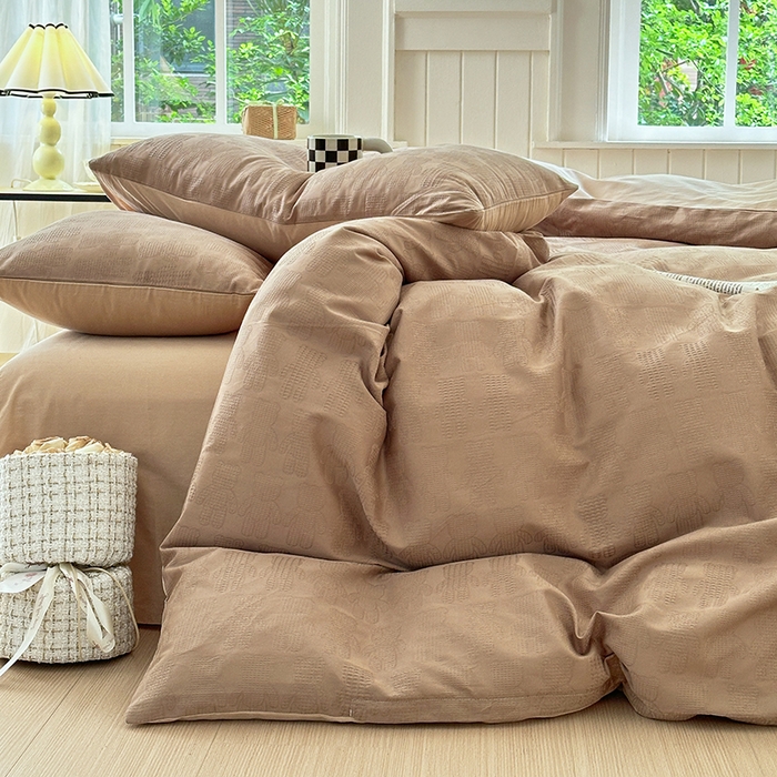 91家纺网 家纺一手货源 找家纺 （总）菡宝 2025新款全棉纯棉色织小提花四件套支持定制定做尺寸