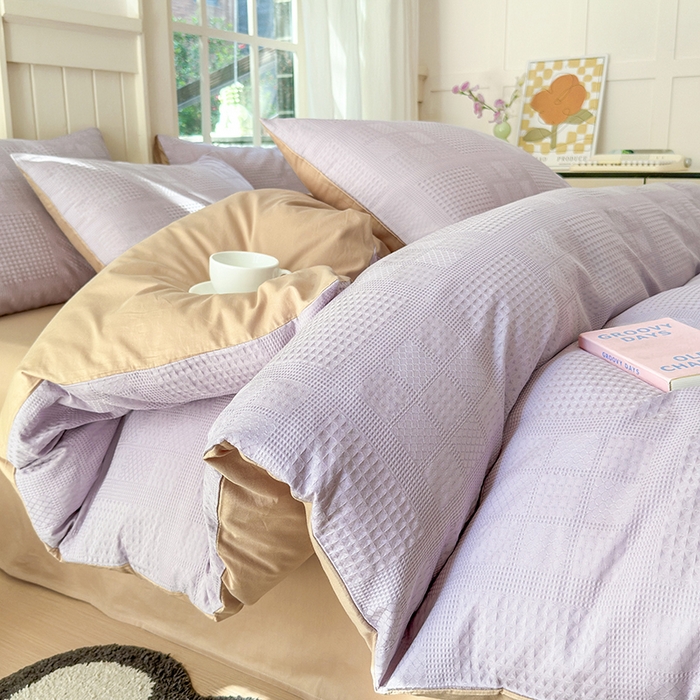 91家纺网 家纺一手货源 找家纺 （总）菡宝 2025新款全棉纯棉色织小提花四件套支持定制定做尺寸