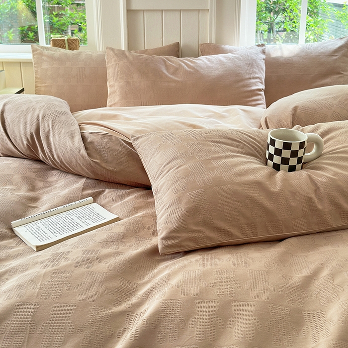 91家纺网 家纺一手货源 找家纺 （总）菡宝 2025新款全棉纯棉色织小提花四件套支持定制定做尺寸