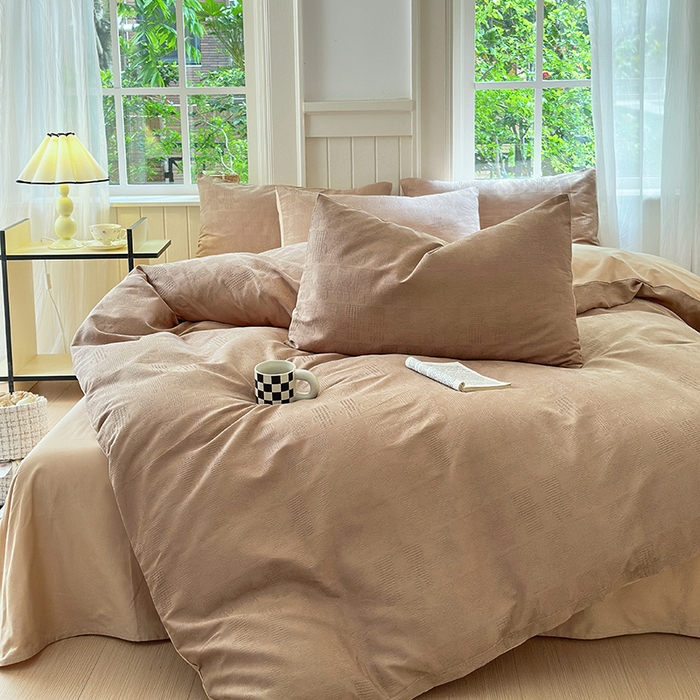 91家纺网 家纺一手货源 找家纺 （总）菡宝 2025新款全棉纯棉色织小提花四件套支持定制定做尺寸