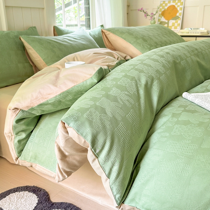 91家纺网 家纺一手货源 找家纺 （总）菡宝 2025新款全棉纯棉色织小提花四件套支持定制定做尺寸