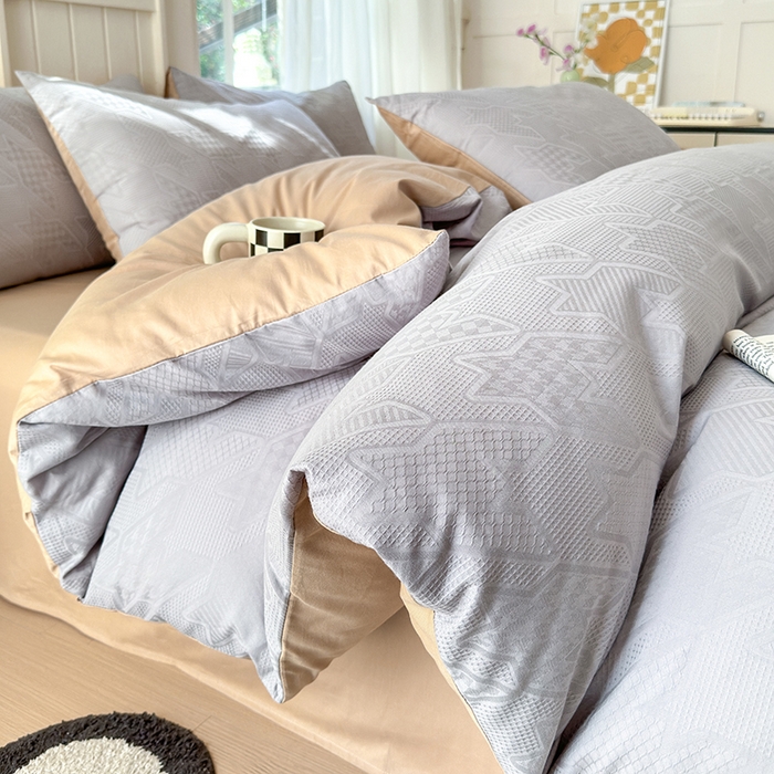 91家纺网 家纺一手货源 找家纺 （总）菡宝 2025新款全棉纯棉色织小提花四件套支持定制定做尺寸