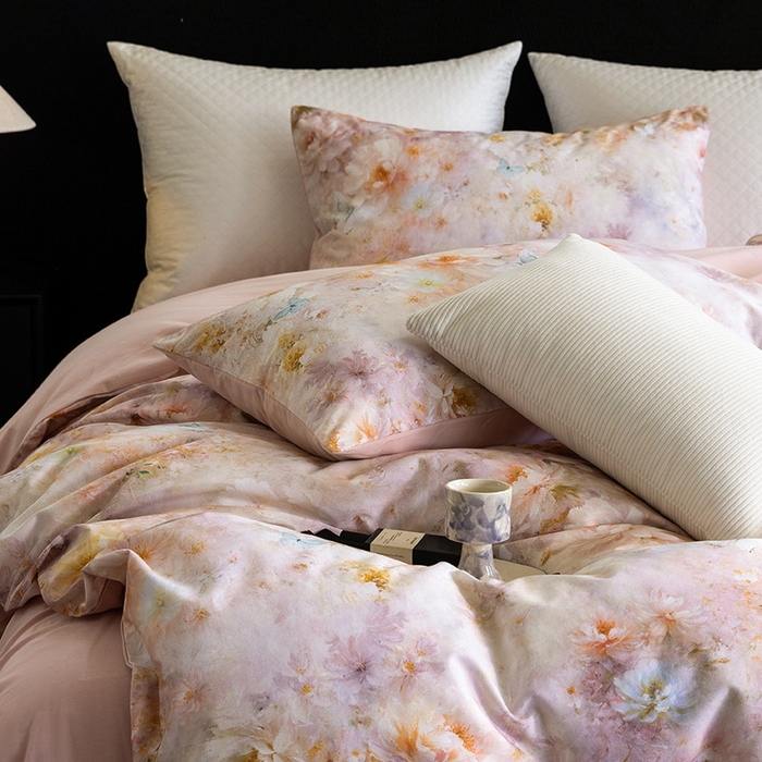 91家纺网 家纺一手货源 找家纺 立奥被业 2025新款全棉高密磨毛数码印花四件套（控价199）秋华粉