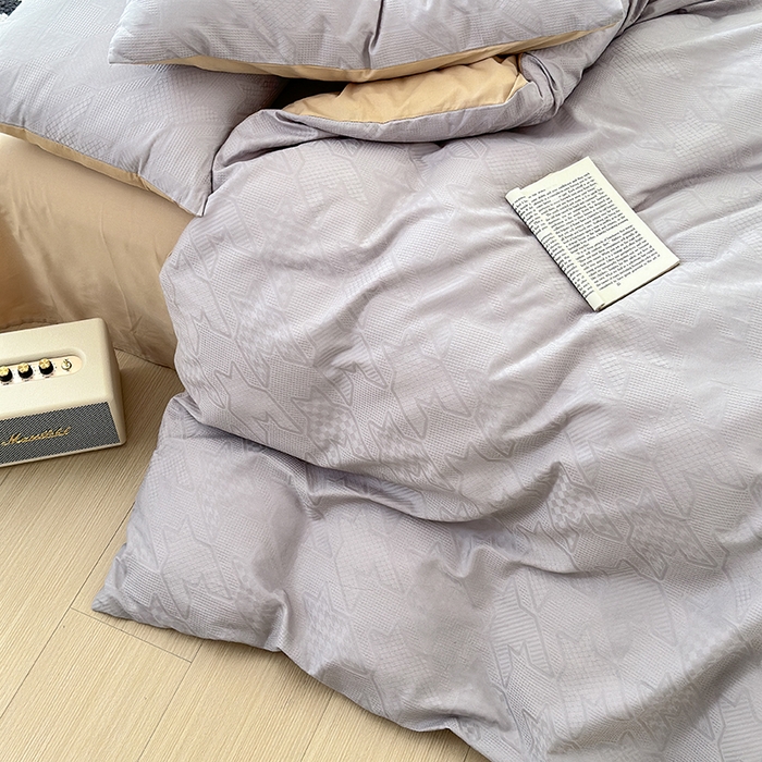 91家纺网 家纺一手货源 找家纺 菡宝 2025新款全棉纯棉色织小提花四件套支持定制定做尺寸 千鸟格灰