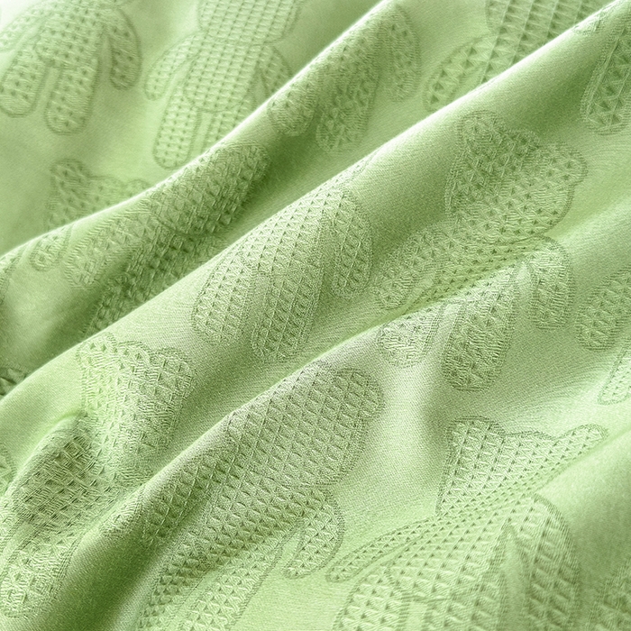 91家纺网 家纺一手货源 找家纺 菡宝 2025新款全棉纯棉色织小提花四件套支持定制定做尺寸 暴力熊绿