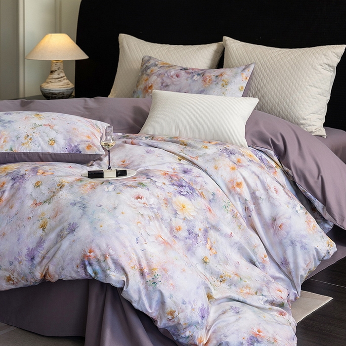 91家纺网 家纺一手货源 找家纺 立奥被业 2025新款全棉高密磨毛数码印花四件套（控价199）秋华紫