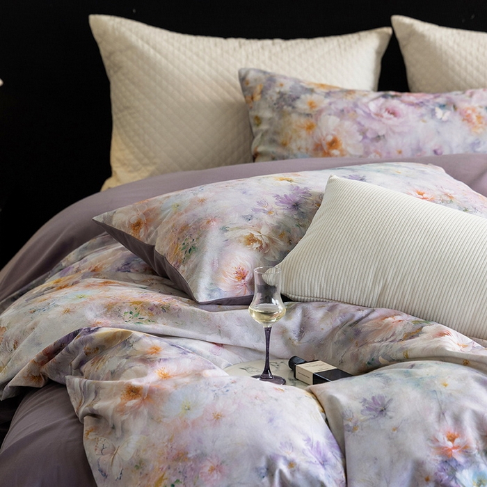 91家纺网 家纺一手货源 找家纺 立奥被业 2025新款全棉高密磨毛数码印花四件套（控价199）秋华紫