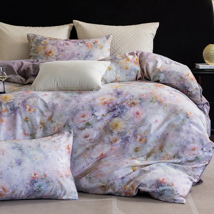 91家纺网 家纺一手货源 找家纺 立奥被业 2025新款全棉高密磨毛数码印花四件套（控价199）秋华紫