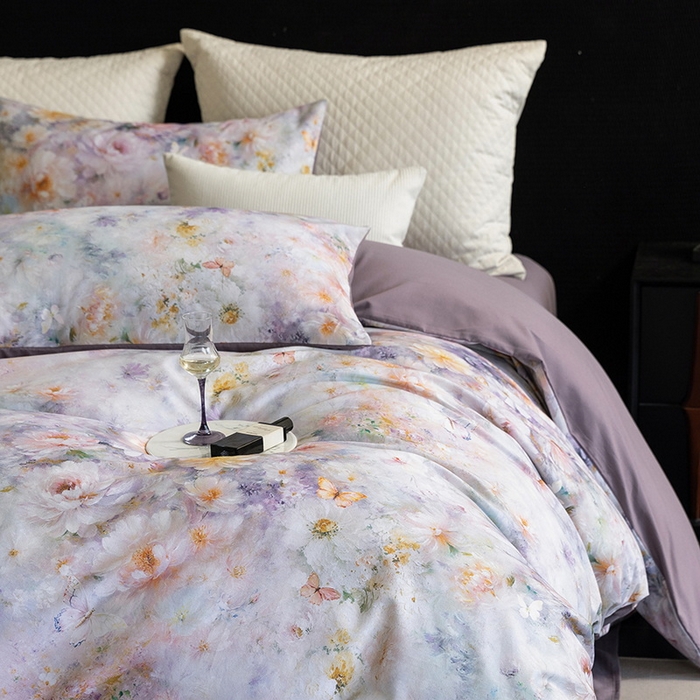 91家纺网 家纺一手货源 找家纺 立奥被业 2025新款全棉高密磨毛数码印花四件套（控价199）秋华紫