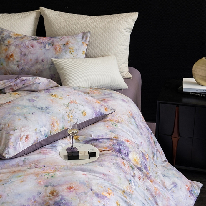 91家纺网 家纺一手货源 找家纺 立奥被业 2025新款全棉高密磨毛数码印花四件套（控价199）秋华紫