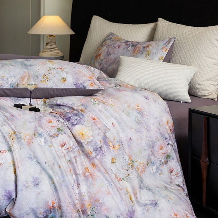 91家纺网 家纺一手货源 找家纺 立奥被业 2025新款全棉高密磨毛数码印花四件套（控价199）秋华紫