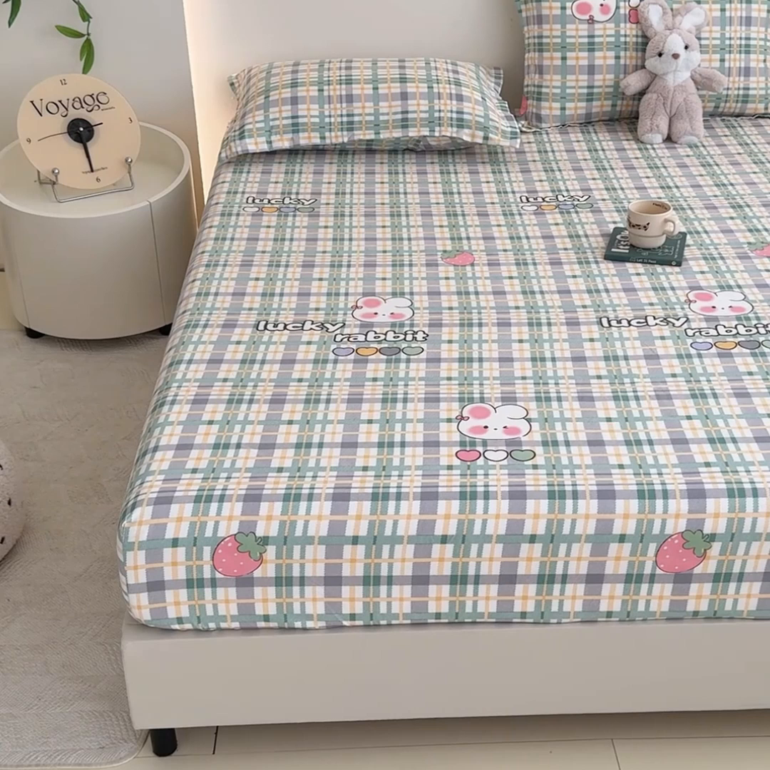 91家纺网 家纺一手货源 找家纺 梦舒阳 2025新款磨毛植物羊绒单床笠三件套单品床笠 春日花园