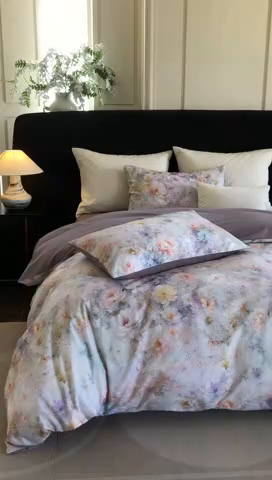 91家纺网 家纺一手货源 找家纺 立奥被业 2025新款全棉高密磨毛数码印花四件套（控价199）秋华紫