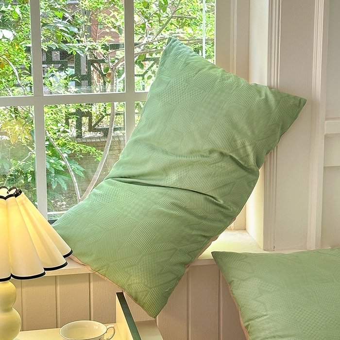 91家纺网 家纺一手货源 找家纺 菡宝 2025新款全棉纯棉色织小提花四件套支持定制定做尺寸 千鸟格绿