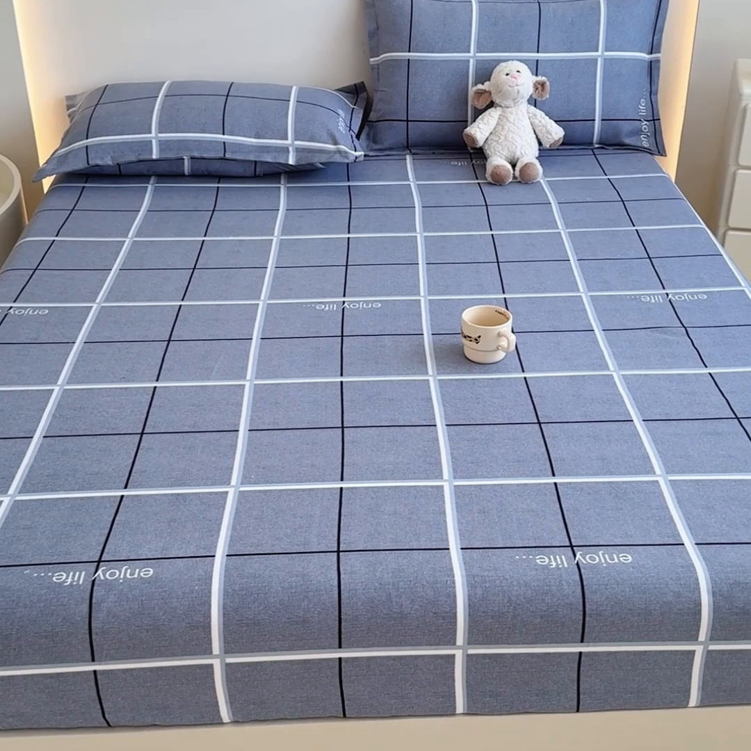 91家纺网 家纺一手货源 找家纺 梦舒阳 2025新款磨毛植物羊绒单床笠三件套单品床笠 摩登格调