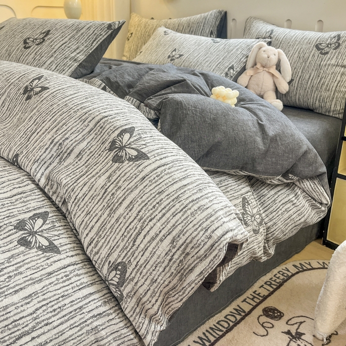 91家纺网 家纺一手货源 找家纺 （总）菡宝 2025新款全棉纯棉色织双层纱提花四件套支持定制定做尺寸