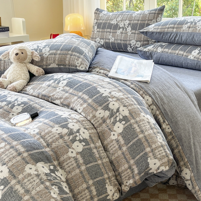 91家纺网 家纺一手货源 找家纺 （总）菡宝 2025新款全棉纯棉色织双层纱提花四件套支持定制定做尺寸