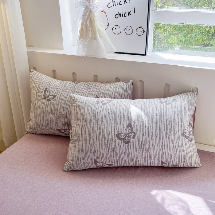 91家纺网 家纺一手货源 找家纺 菡宝 2025新款全棉纯棉色织双层纱提花四件套支持定制定做尺寸 蝶舞-紫