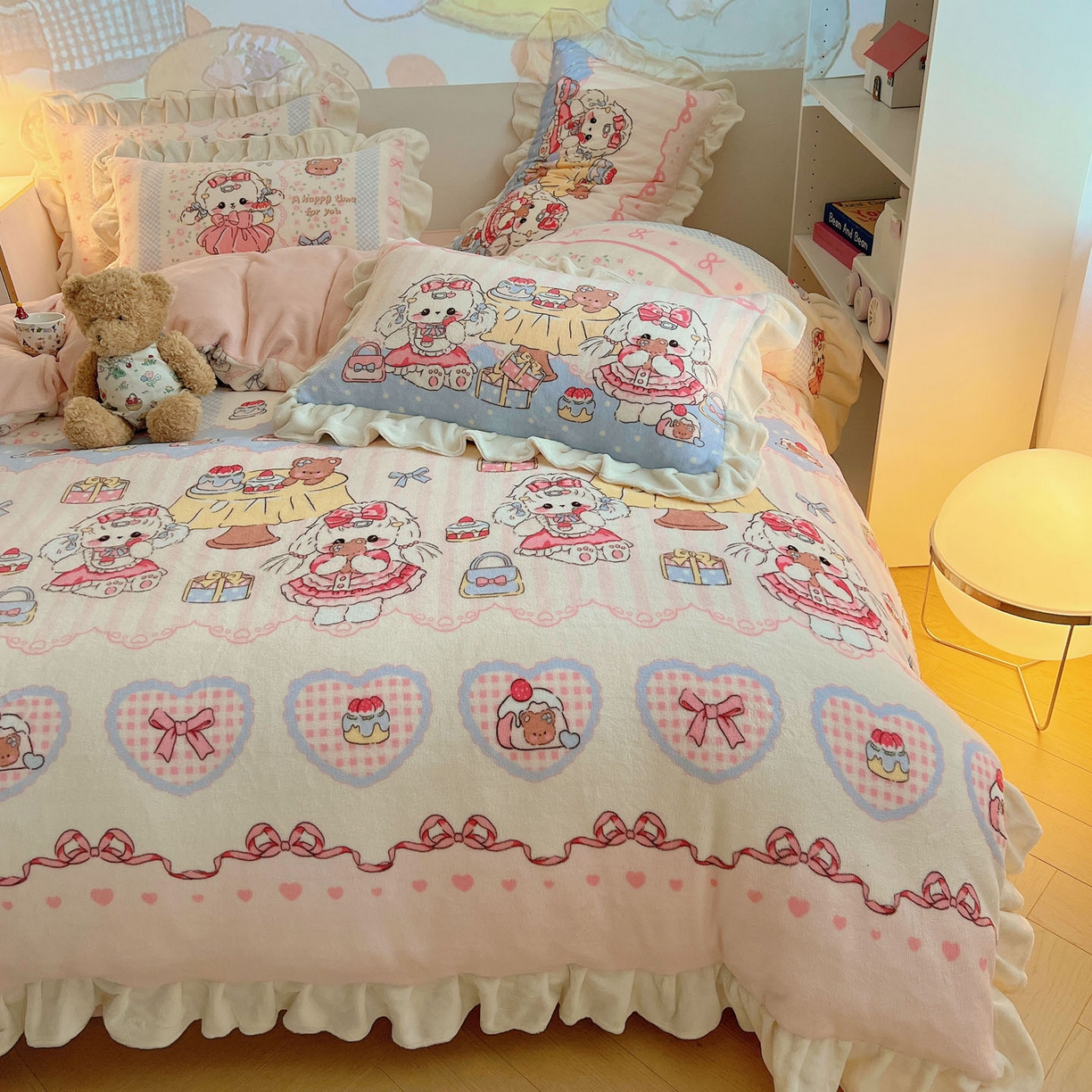 91家纺网 家纺一手货源 找家纺 沐慕 2025新款高克重花边款牛奶绒四件套 花边-洛丽塔