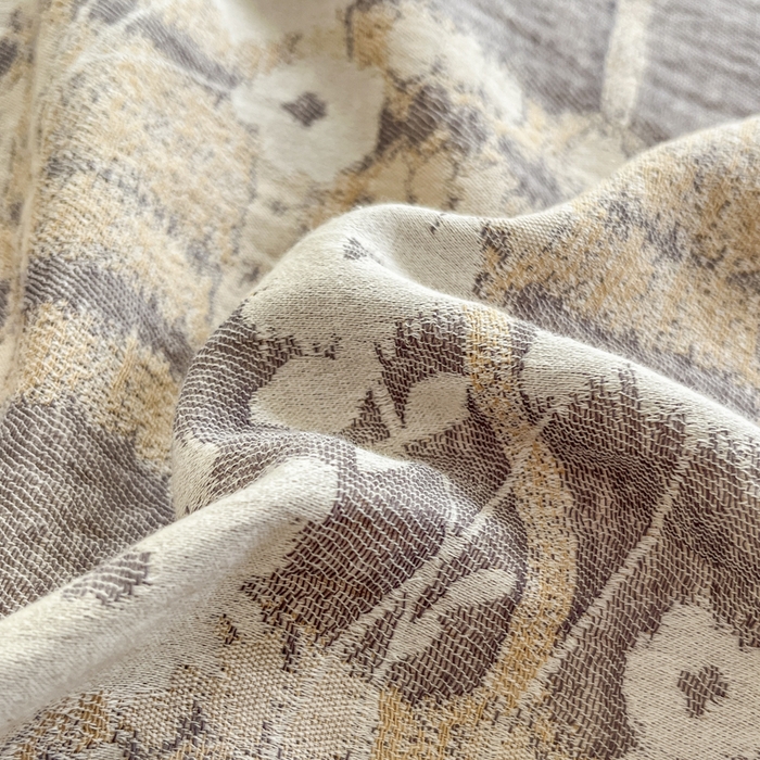 91家纺网 家纺一手货源 找家纺 菡宝 2025新款全棉纯棉色织双层纱提花四件套支持定制定做尺寸 埃利瑟-卡其