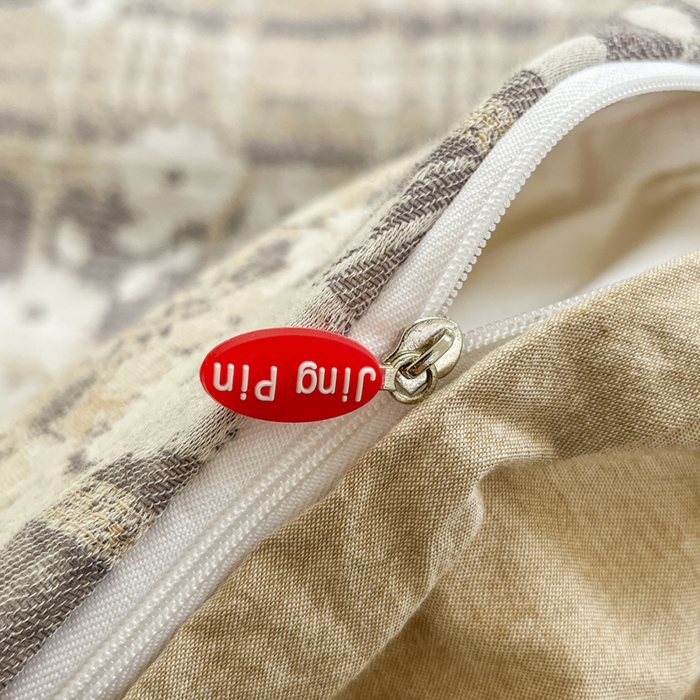 91家纺网 家纺一手货源 找家纺 菡宝 2025新款全棉纯棉色织双层纱提花四件套支持定制定做尺寸 埃利瑟-卡其