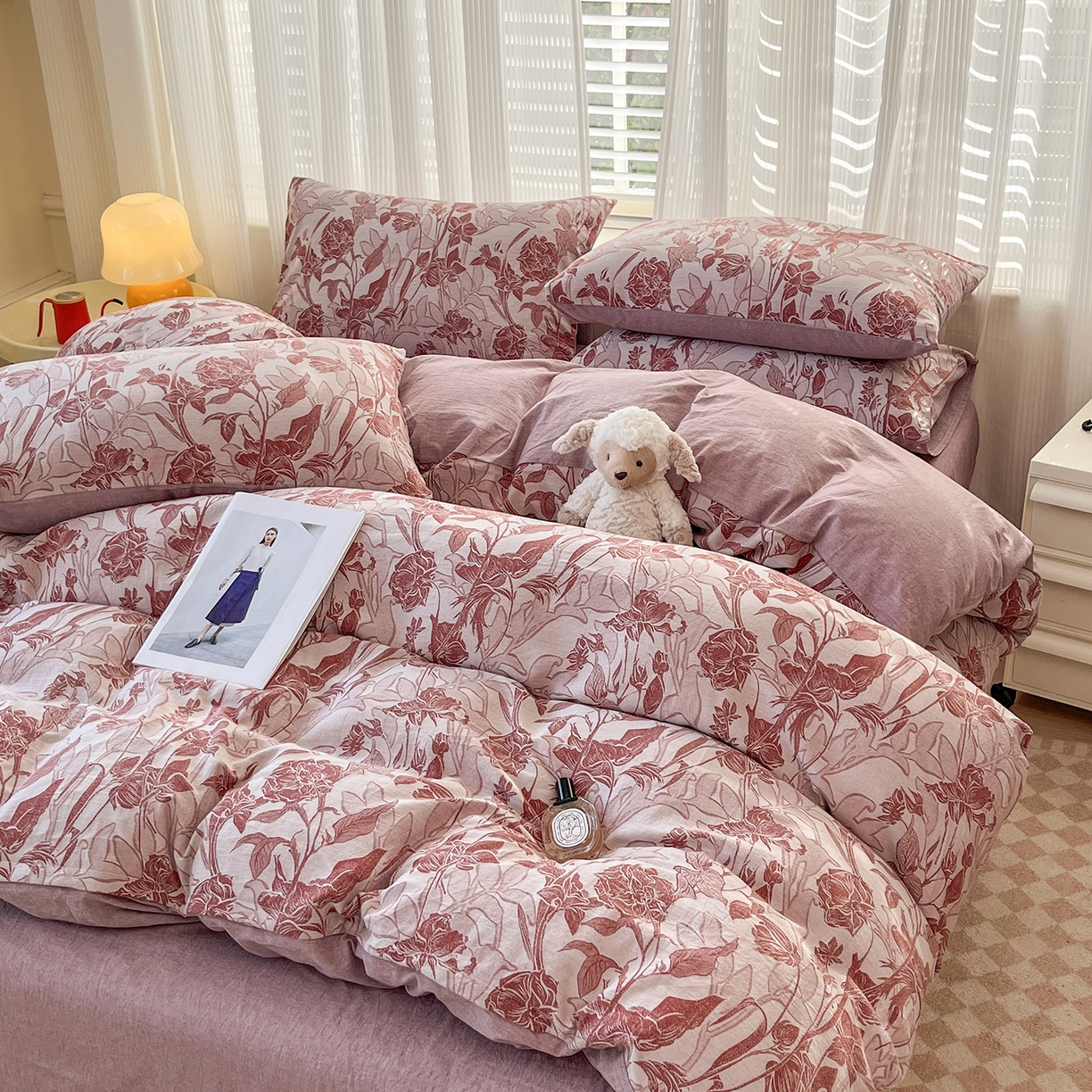 91家纺网 家纺一手货源 找家纺 菡宝 2025新款全棉纯棉色织双层纱提花四件套支持定制定做尺寸 洛里