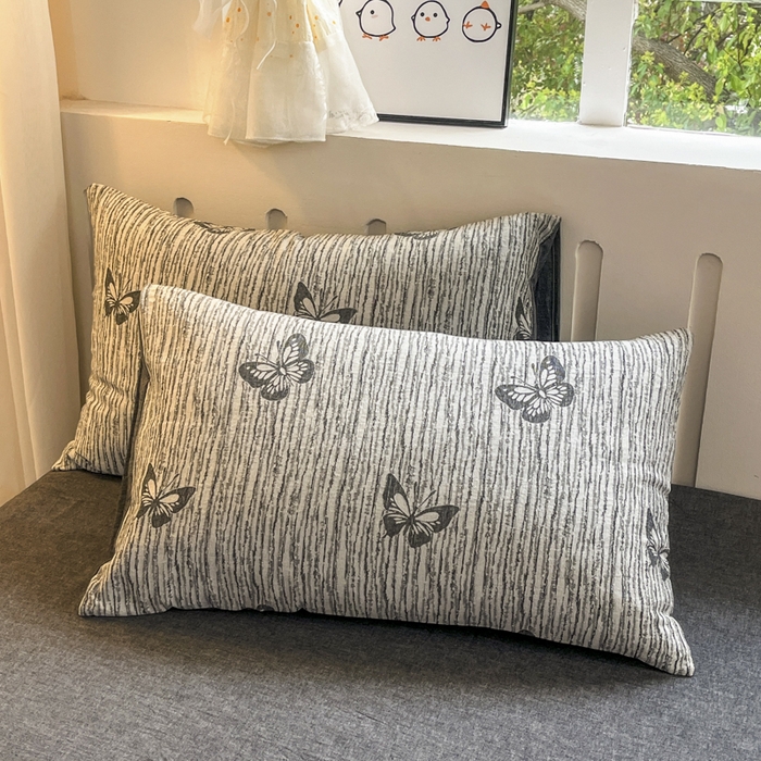 91家纺网 家纺一手货源 找家纺 菡宝 2025新款全棉纯棉色织双层纱提花四件套支持定制定做尺寸 蝶舞-灰