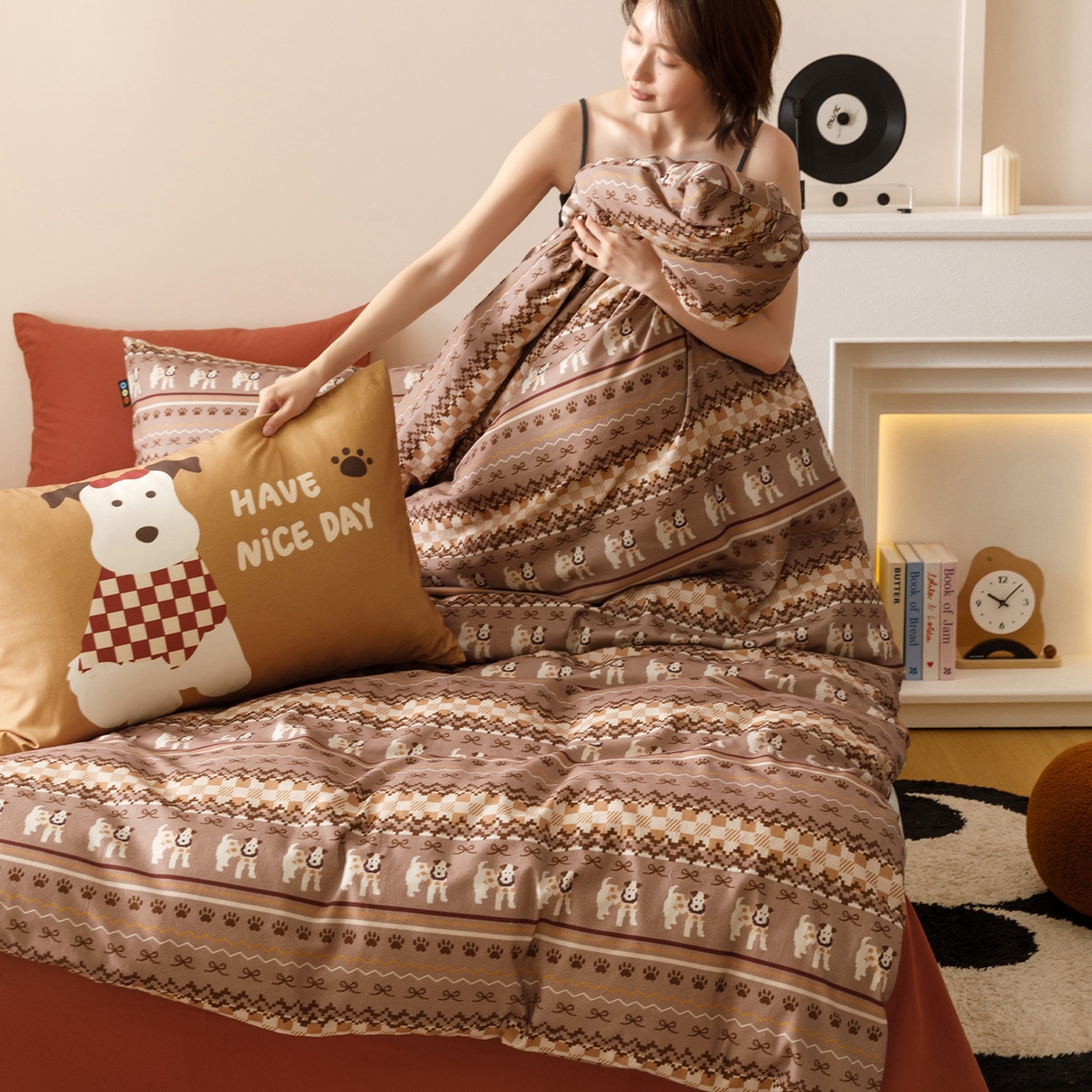 （总）RYB红黄兰 2025新款费尔岛系全棉纯棉加厚磨毛数码印花四件套