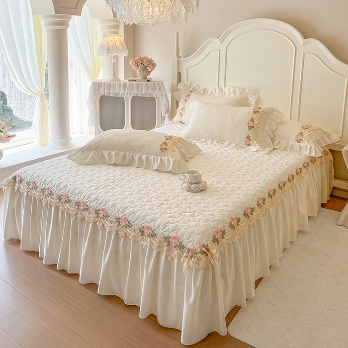 91家纺网 家纺一手货源 找家纺 （总）网红馆（ck家纺） 2025新款水洗真丝蕾丝刺绣床裙系列-慕尚