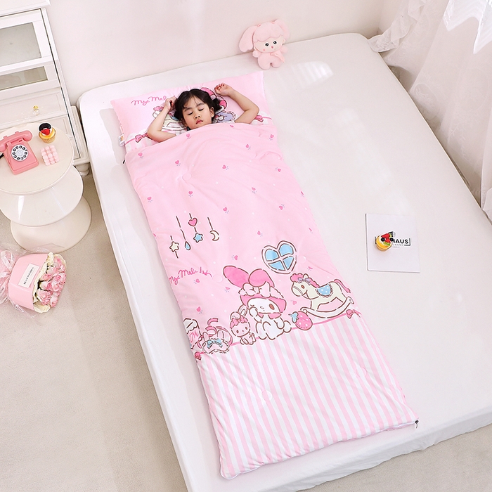 91家纺网 家纺一手货源 找家纺 八零年代 2025新款三丽鸥正版秋冬加厚儿童一体睡袋大宝宝绒防踢被大版卡通懒人被子（含防伪标） 美乐蒂木马