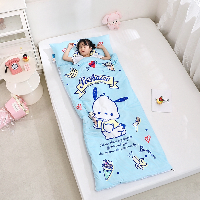 91家纺网 家纺一手货源 找家纺 八零年代 2025新款三丽鸥正版秋冬加厚儿童一体睡袋大宝宝绒防踢被大版卡通懒人被子（含防伪标） 帕恰狗