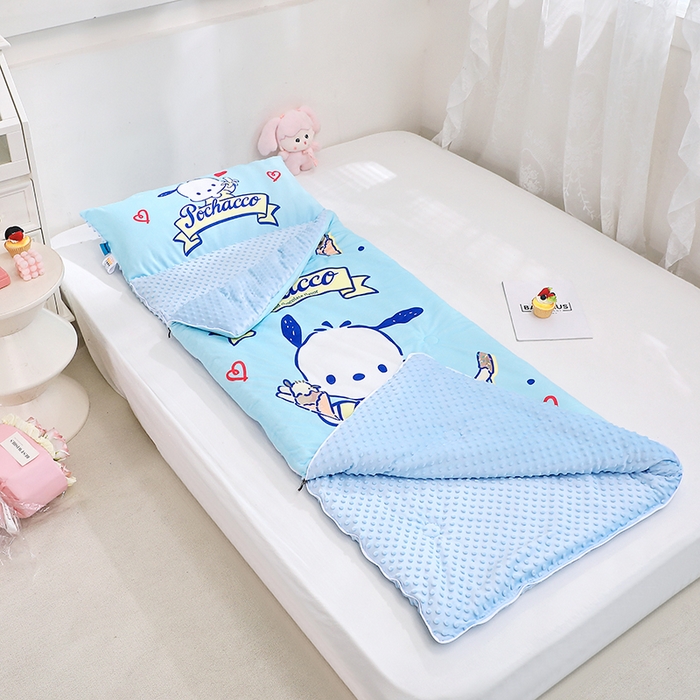 91家纺网 家纺一手货源 找家纺 八零年代 2025新款三丽鸥正版秋冬加厚儿童一体睡袋大宝宝绒防踢被大版卡通懒人被子（含防伪标） 帕恰狗