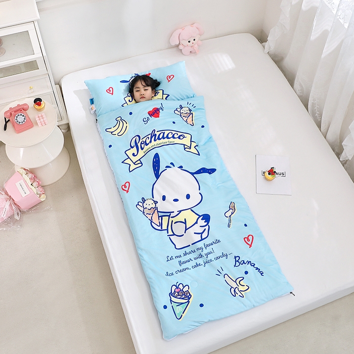 91家纺网 家纺一手货源 找家纺 八零年代 2025新款三丽鸥正版秋冬加厚儿童一体睡袋大宝宝绒防踢被大版卡通懒人被子（含防伪标） 帕恰狗